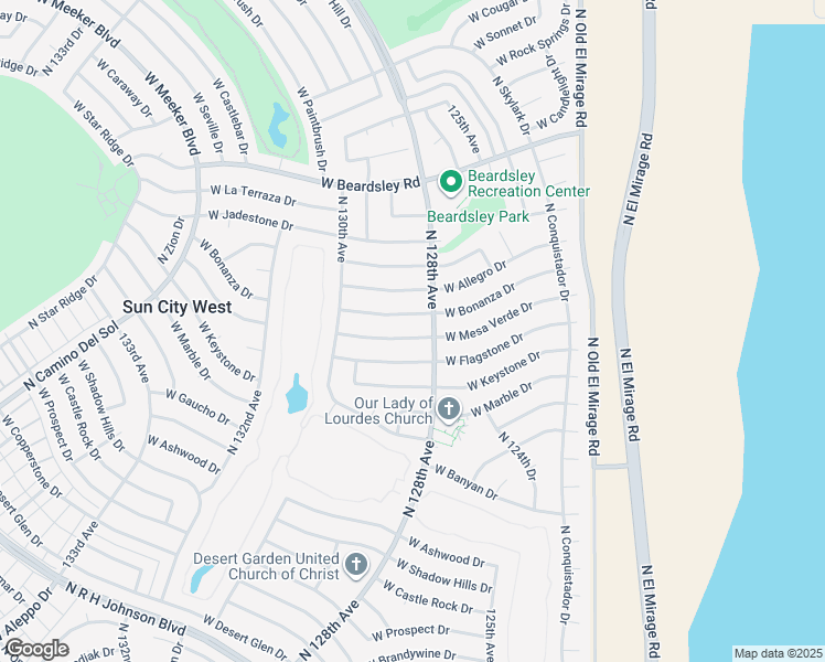 map of restaurants, bars, coffee shops, grocery stores, and more near 12807 West Bonanza Drive in Sun City West