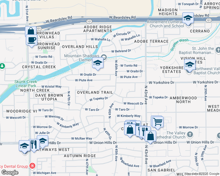 map of restaurants, bars, coffee shops, grocery stores, and more near 4502 West Kristal Way in Glendale