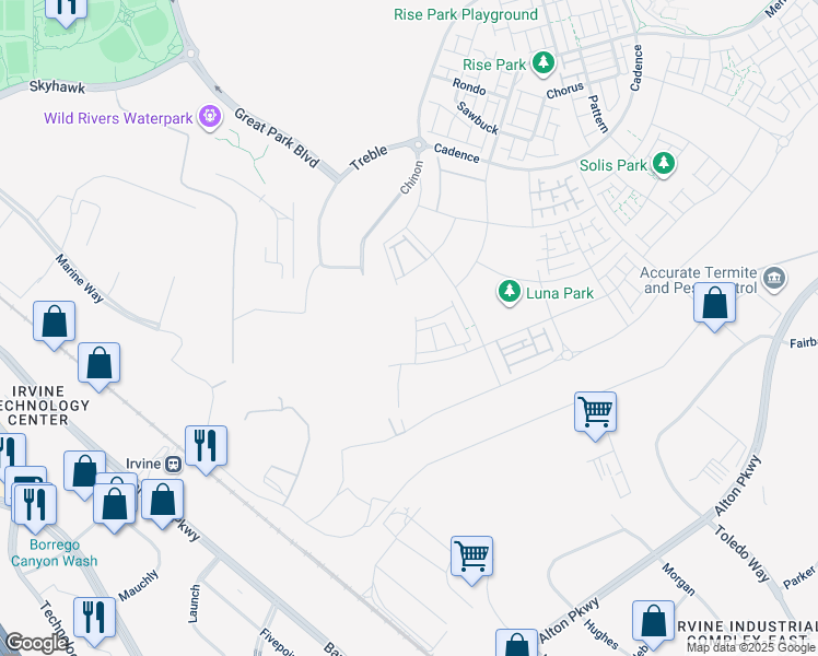 map of restaurants, bars, coffee shops, grocery stores, and more near 15310 Barranca Parkway in Irvine