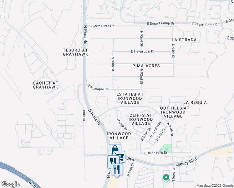 map of restaurants, bars, coffee shops, grocery stores, and more near 9064 East Palm Tree Drive in Scottsdale