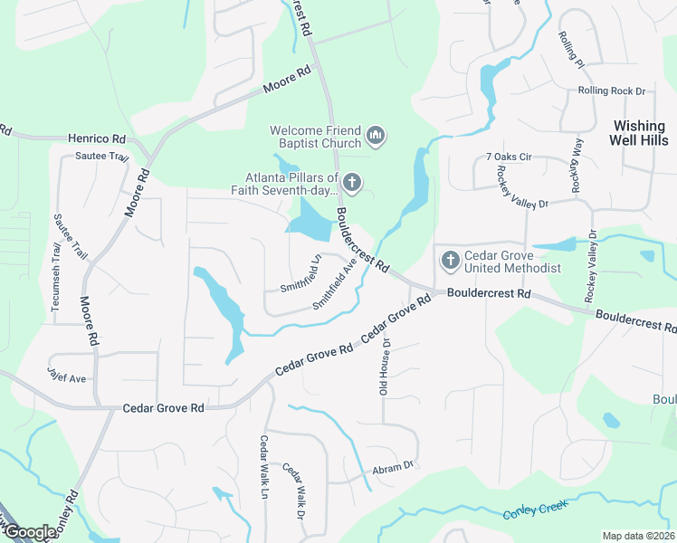 map of restaurants, bars, coffee shops, grocery stores, and more near 2031 Smithfield Avenue in Ellenwood