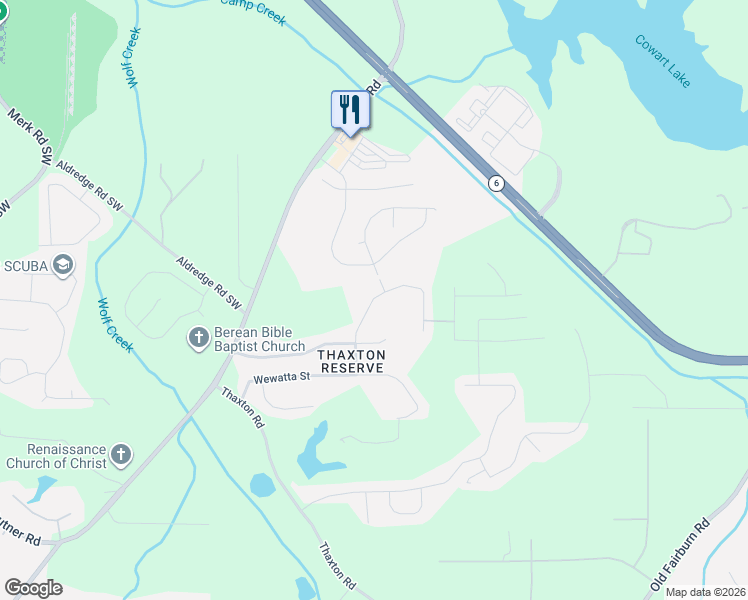 map of restaurants, bars, coffee shops, grocery stores, and more near 3530 Umatilla Lane in Atlanta