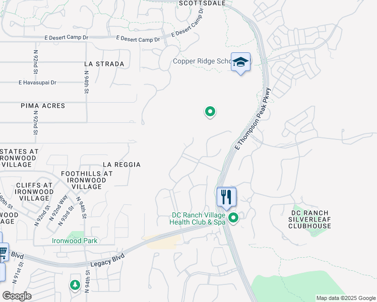 map of restaurants, bars, coffee shops, grocery stores, and more near 19453 North 98th Place in Scottsdale