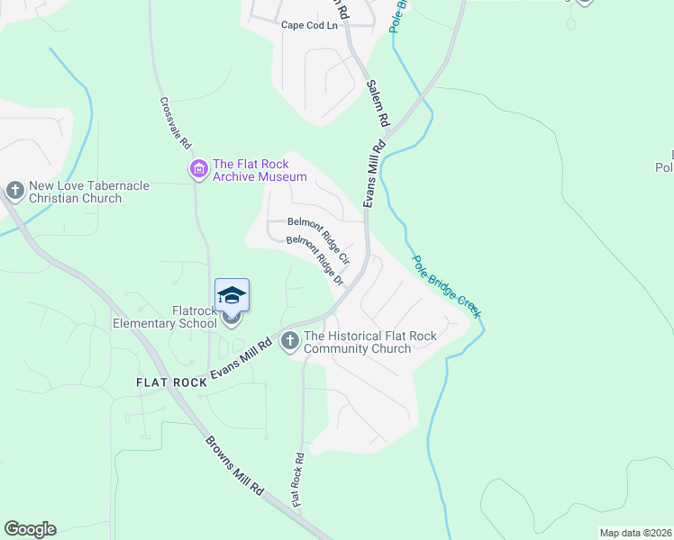 map of restaurants, bars, coffee shops, grocery stores, and more near 5755 Belmont Ridge Circle in Stonecrest