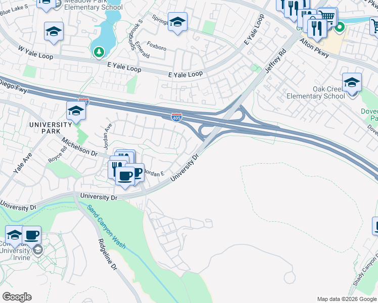 map of restaurants, bars, coffee shops, grocery stores, and more near 3 Hawthorn in Irvine