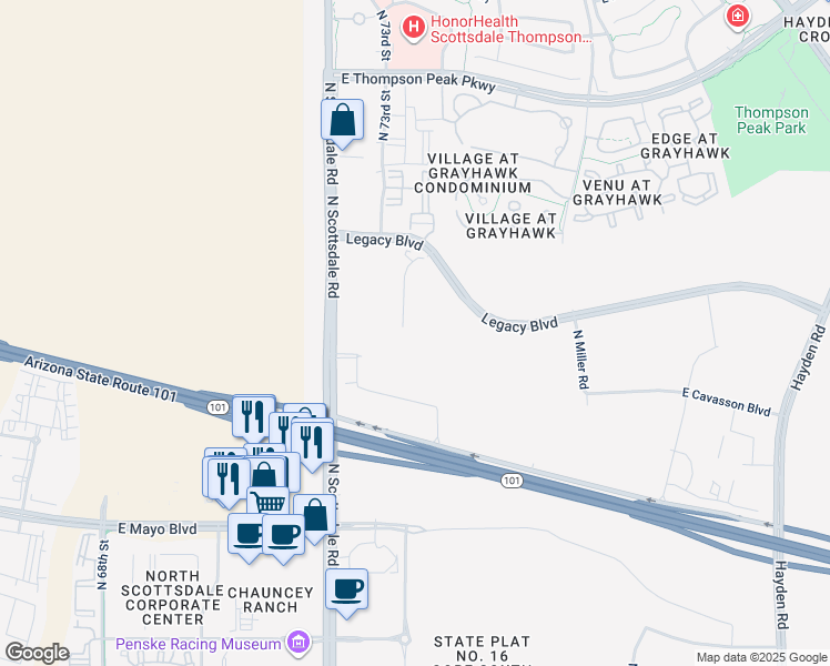 map of restaurants, bars, coffee shops, grocery stores, and more near 7201 East Henkel Way in Scottsdale