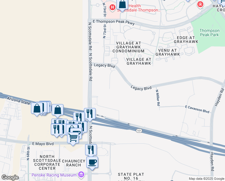 map of restaurants, bars, coffee shops, grocery stores, and more near 7201 East Henkel Way in Scottsdale