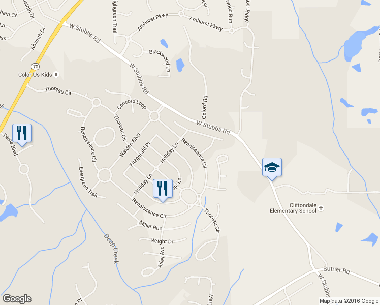 map of restaurants, bars, coffee shops, grocery stores, and more near 3430 Renaissance Circle in Atlanta