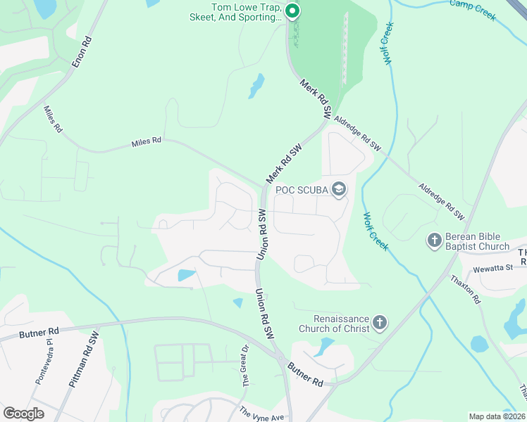 map of restaurants, bars, coffee shops, grocery stores, and more near Grammercy Drive Southwest in Fulton County