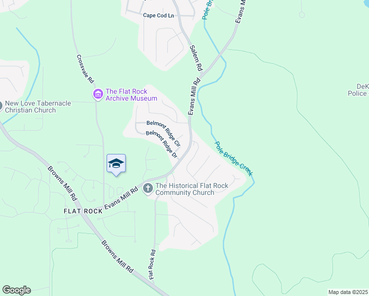 map of restaurants, bars, coffee shops, grocery stores, and more near 5755 Belmont Ridge Circle in Stonecrest