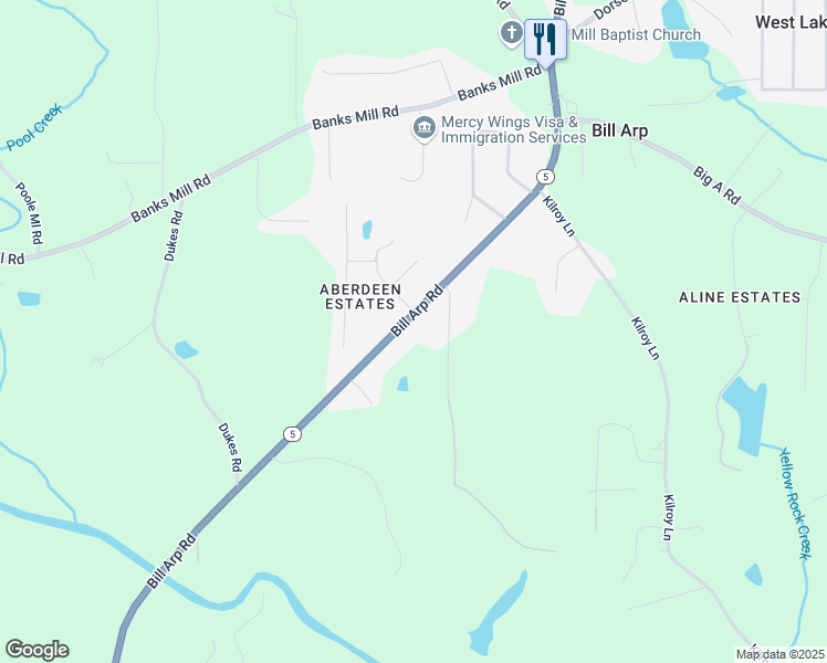 map of restaurants, bars, coffee shops, grocery stores, and more near 5326 Georgia 5 in Douglasville