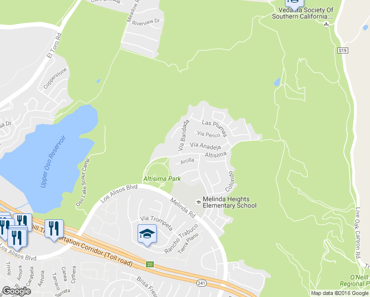map of restaurants, bars, coffee shops, grocery stores, and more near in Rancho Santa Margarita