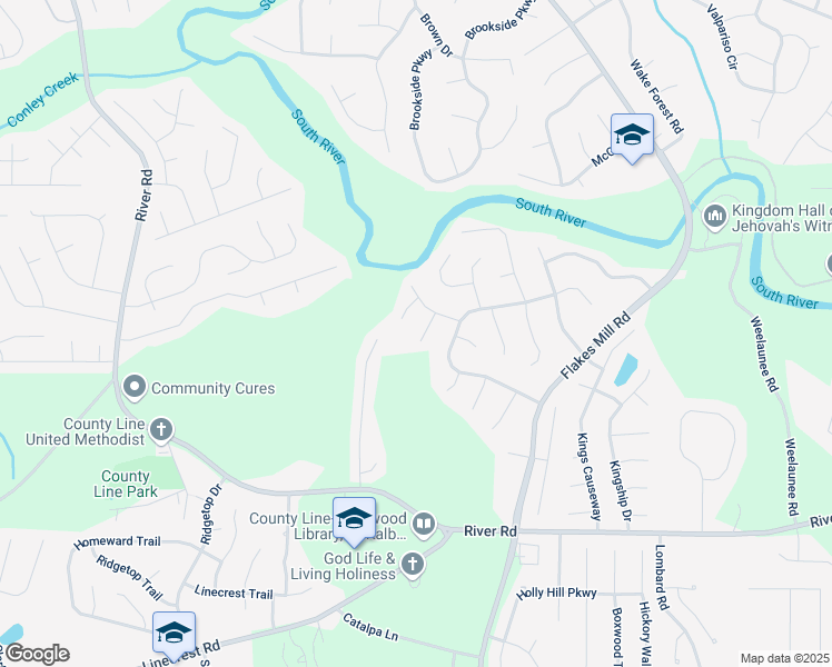 map of restaurants, bars, coffee shops, grocery stores, and more near 3840 Natalie Way in Ellenwood