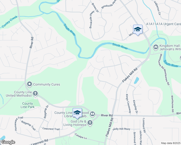 map of restaurants, bars, coffee shops, grocery stores, and more near 3829 Natalie Court in Ellenwood