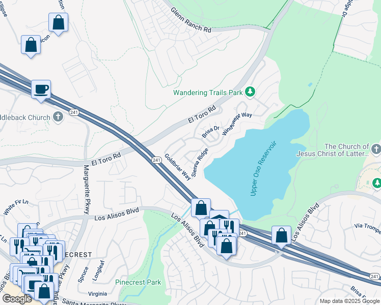 map of restaurants, bars, coffee shops, grocery stores, and more near 401 Trailblazer in Mission Viejo