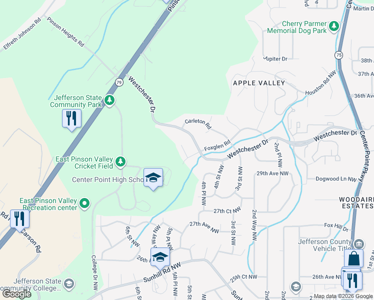 map of restaurants, bars, coffee shops, grocery stores, and more near 3005 Foxglenn Circle in Birmingham