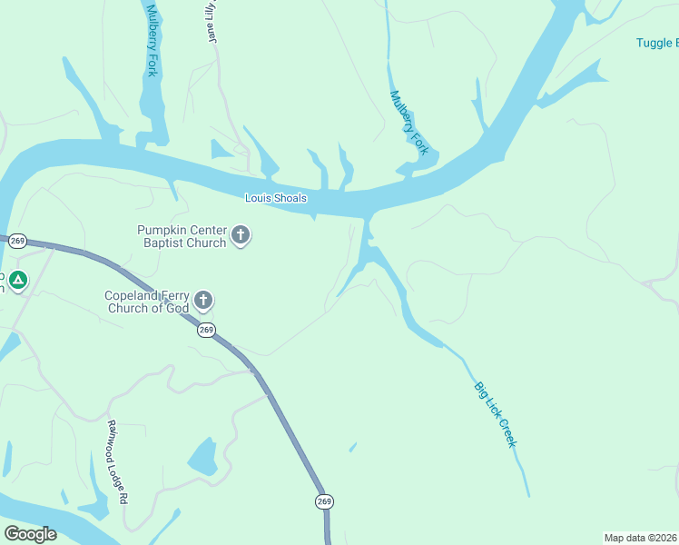 map of restaurants, bars, coffee shops, grocery stores, and more near Henry Baggett Slough in Quinton