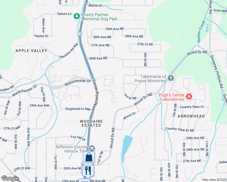 map of restaurants, bars, coffee shops, grocery stores, and more near 3341 Chase Lane in Birmingham