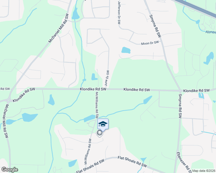 map of restaurants, bars, coffee shops, grocery stores, and more near 1090 June Drive Southwest in Conyers