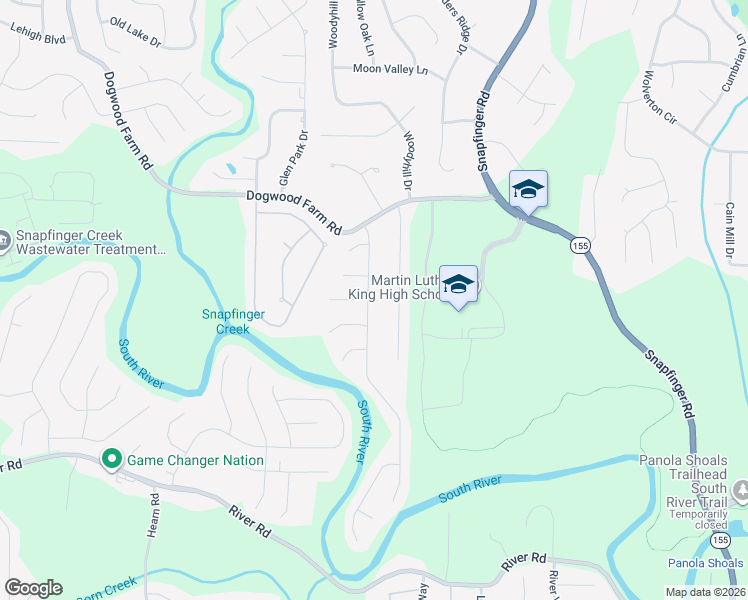 map of restaurants, bars, coffee shops, grocery stores, and more near Donna Way in DeKalb County