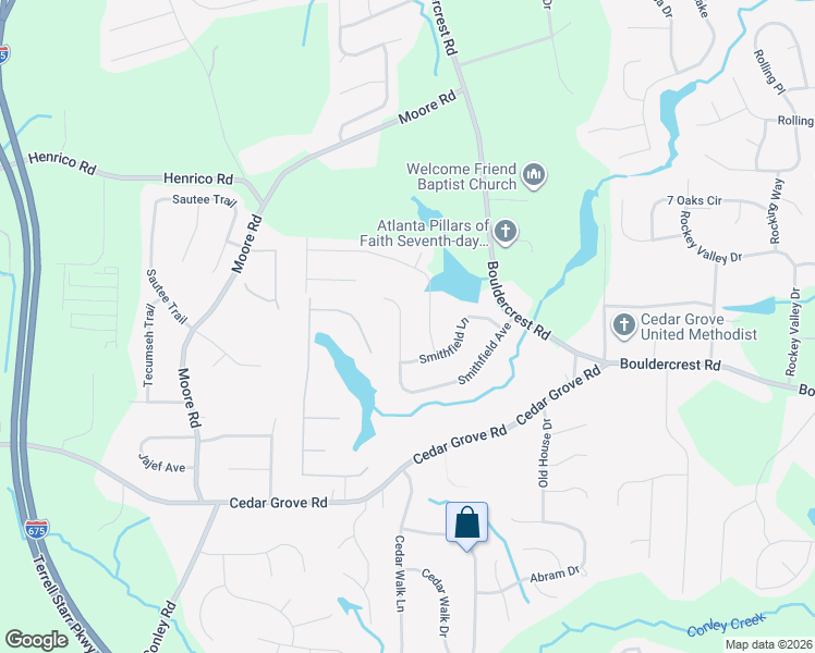 map of restaurants, bars, coffee shops, grocery stores, and more near 1861 Smithfield Avenue in Ellenwood