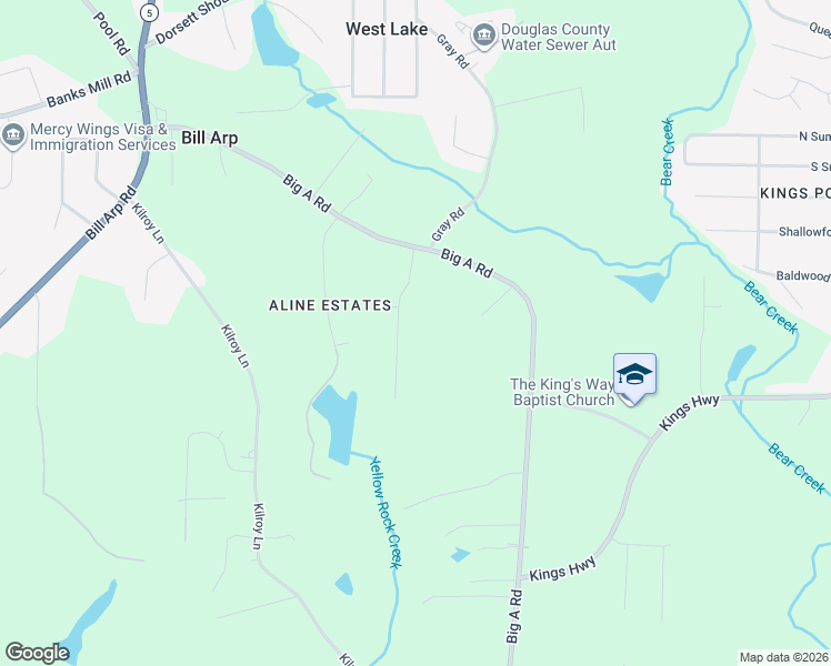 map of restaurants, bars, coffee shops, grocery stores, and more near 5278 Brookshire Court in Douglasville