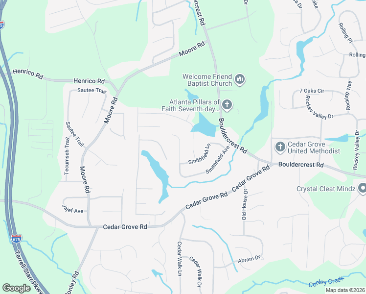 map of restaurants, bars, coffee shops, grocery stores, and more near 1861 Smithfield Avenue in Ellenwood