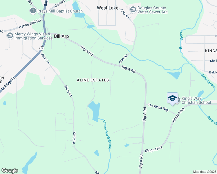 map of restaurants, bars, coffee shops, grocery stores, and more near 5281 Brookshire Court in Douglasville