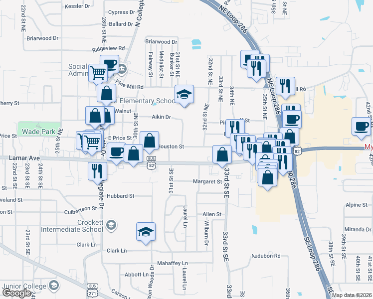 map of restaurants, bars, coffee shops, grocery stores, and more near 3140 East Houston Street in Paris