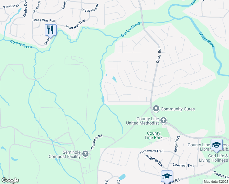 map of restaurants, bars, coffee shops, grocery stores, and more near 3370 Flagstone Trce in Ellenwood