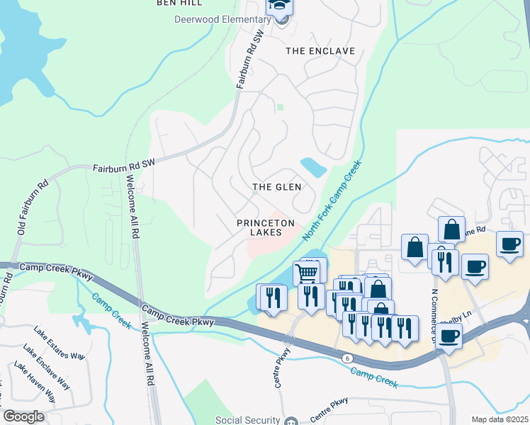 map of restaurants, bars, coffee shops, grocery stores, and more near 3246 Wellington Walk Southwest in Atlanta