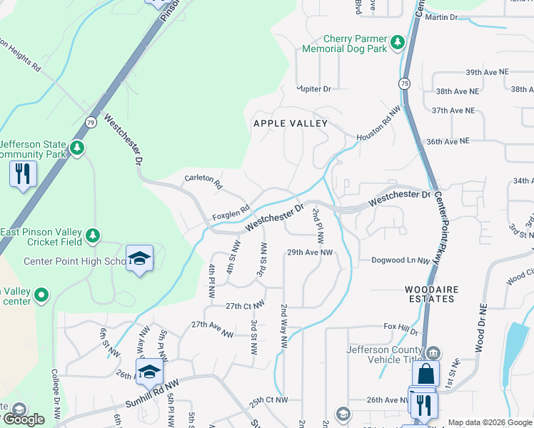 map of restaurants, bars, coffee shops, grocery stores, and more near 260 Westchester Drive in Birmingham