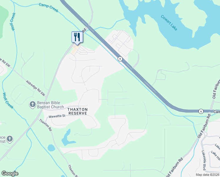 map of restaurants, bars, coffee shops, grocery stores, and more near Umatilla Lane in Atlanta