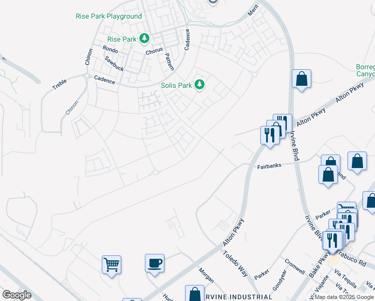 map of restaurants, bars, coffee shops, grocery stores, and more near 108 Billings in Irvine