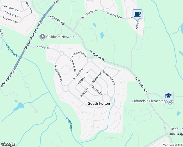 map of restaurants, bars, coffee shops, grocery stores, and more near 7517 Cole Lane in Atlanta