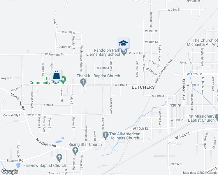map of restaurants, bars, coffee shops, grocery stores, and more near 2400 West 14th Street in Anniston