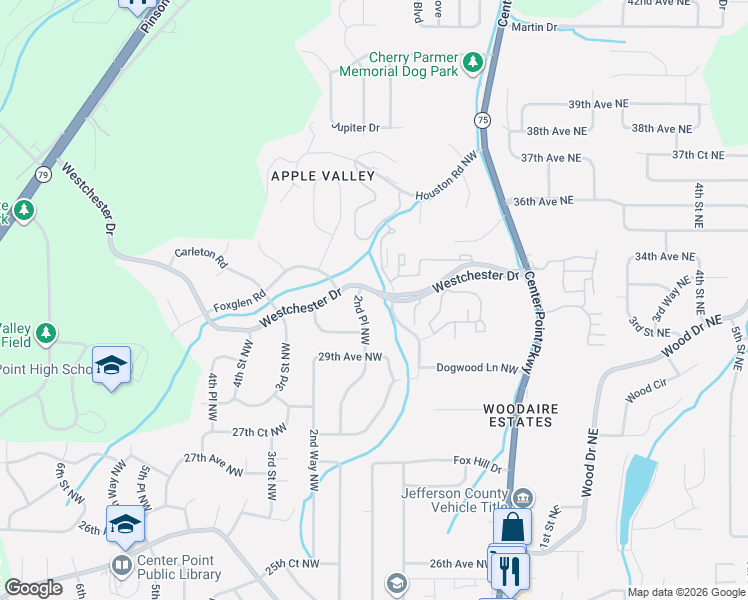 map of restaurants, bars, coffee shops, grocery stores, and more near 2913 2nd Place Northwest in Birmingham