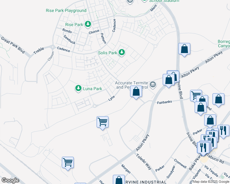 map of restaurants, bars, coffee shops, grocery stores, and more near 108 Billings in Irvine