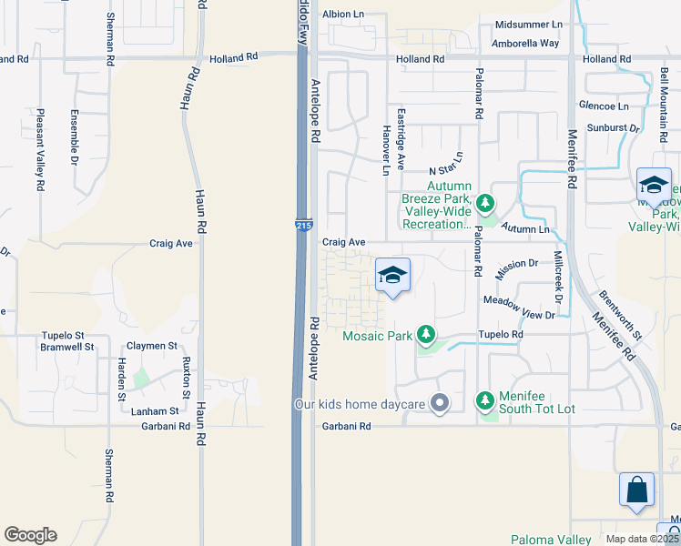 map of restaurants, bars, coffee shops, grocery stores, and more near 31567 Willowood Way in Menifee