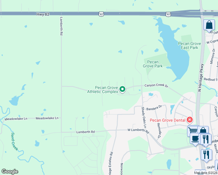 map of restaurants, bars, coffee shops, grocery stores, and more near 3335 Carriage Circle in Sherman