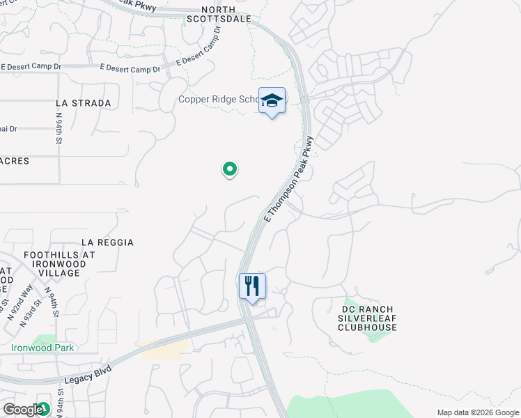 map of restaurants, bars, coffee shops, grocery stores, and more near 19332 North 100th Way in Scottsdale