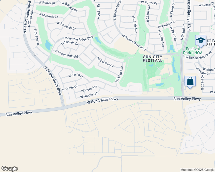 map of restaurants, bars, coffee shops, grocery stores, and more near 26756 West Piute Avenue in Buckeye