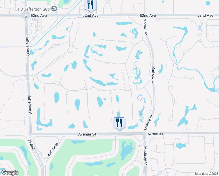 map of restaurants, bars, coffee shops, grocery stores, and more near 53344 Via Bellagio in La Quinta