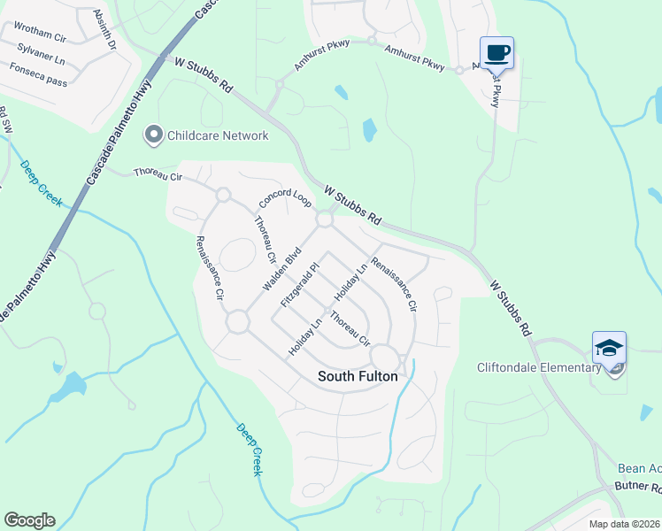 map of restaurants, bars, coffee shops, grocery stores, and more near 7517 Cole Lane in Atlanta