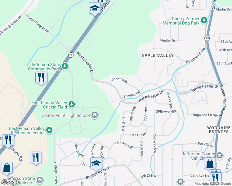 map of restaurants, bars, coffee shops, grocery stores, and more near 3005 Foxglenn Circle in Birmingham