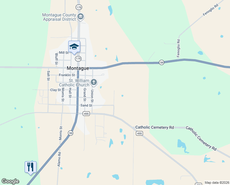 map of restaurants, bars, coffee shops, grocery stores, and more near 409 Sand Street in Montague