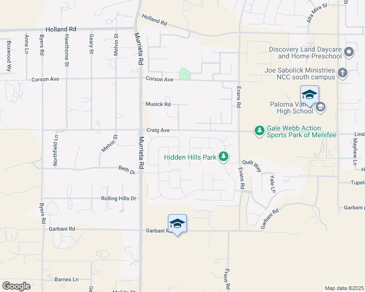 map of restaurants, bars, coffee shops, grocery stores, and more near 31598 Tyme Court in Menifee