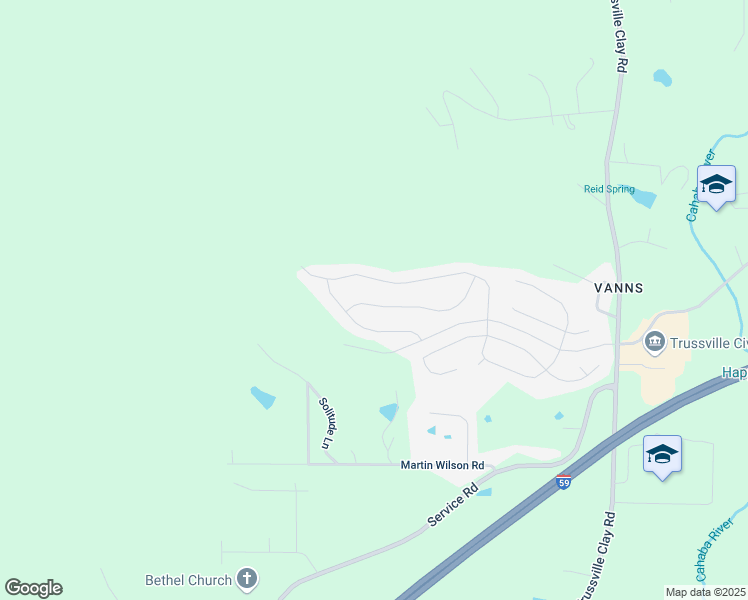 map of restaurants, bars, coffee shops, grocery stores, and more near 5844 Longview Lane in Trussville