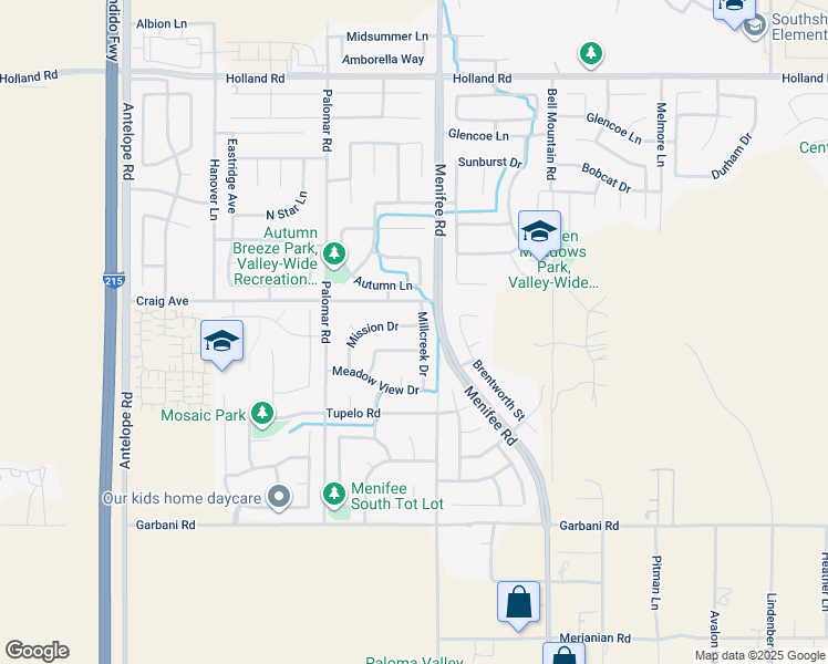 map of restaurants, bars, coffee shops, grocery stores, and more near 28729 Mission Drive in Menifee