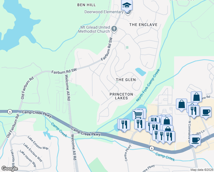 map of restaurants, bars, coffee shops, grocery stores, and more near 3218 Wellington Walk Southwest in Atlanta